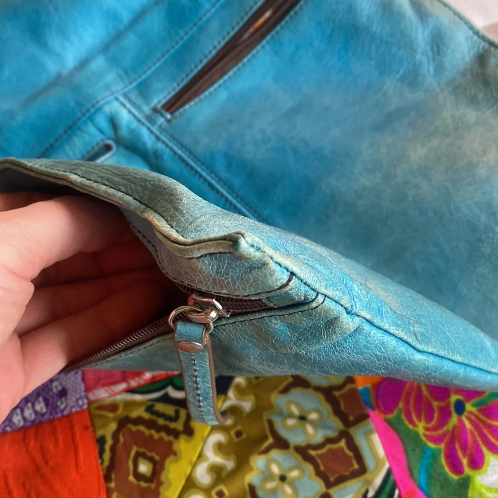 HOBO Teal Turquoise Leather Crossbody Bag